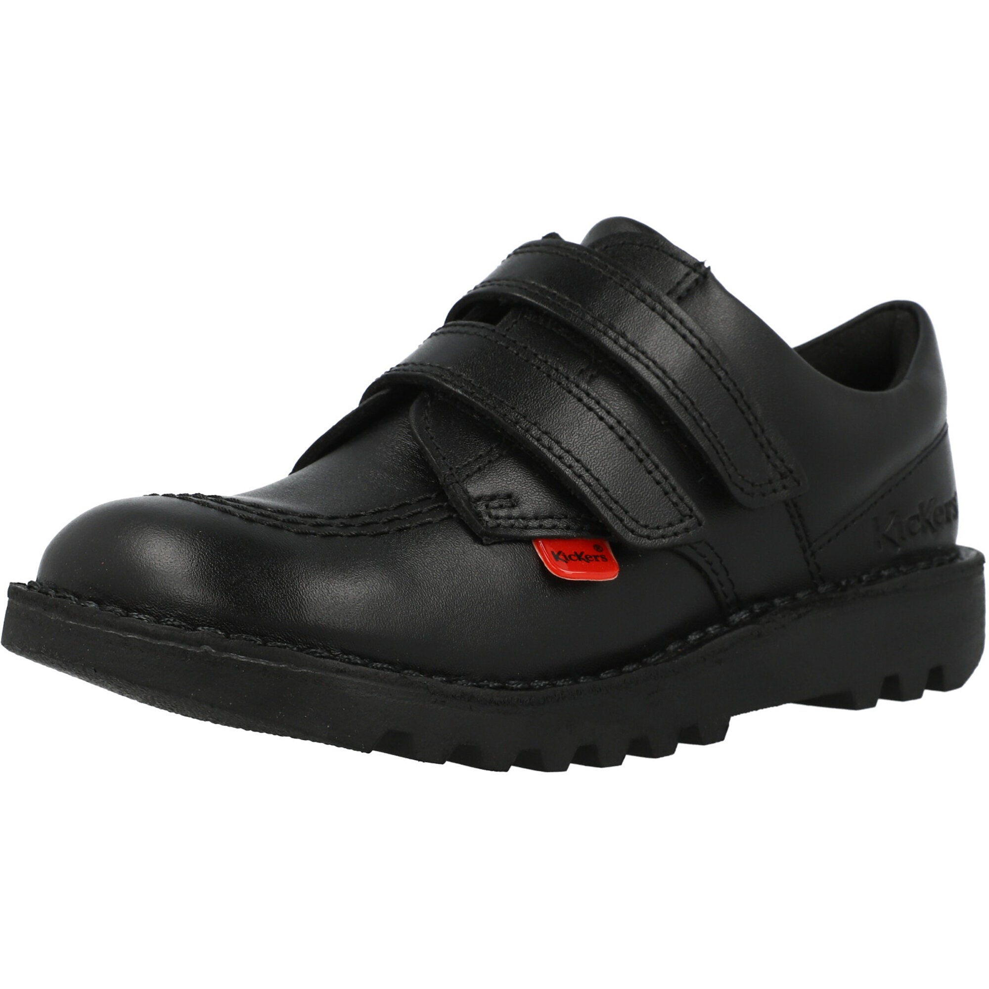 Kickers Kick Lo Velcro Black Leather School Shoes – Awesome Shoes