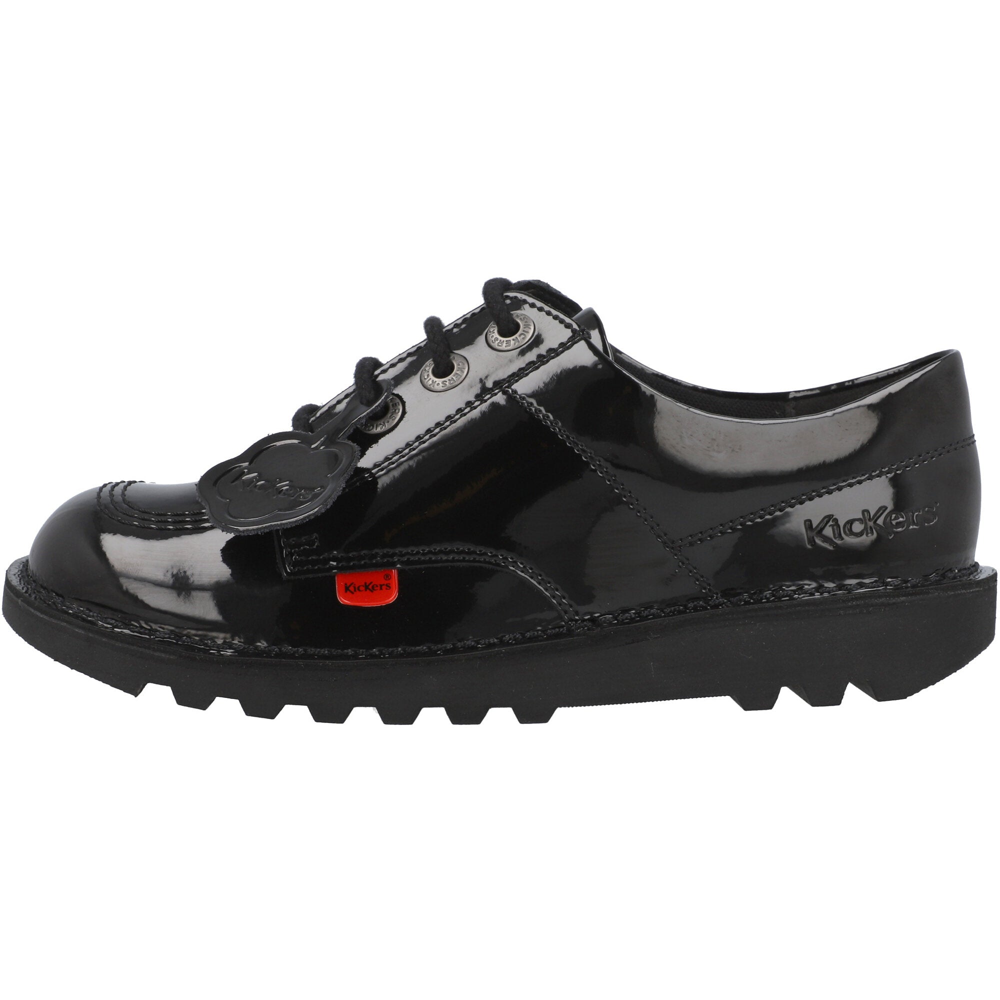 Kickers Kick Lo Black Patent School Shoes