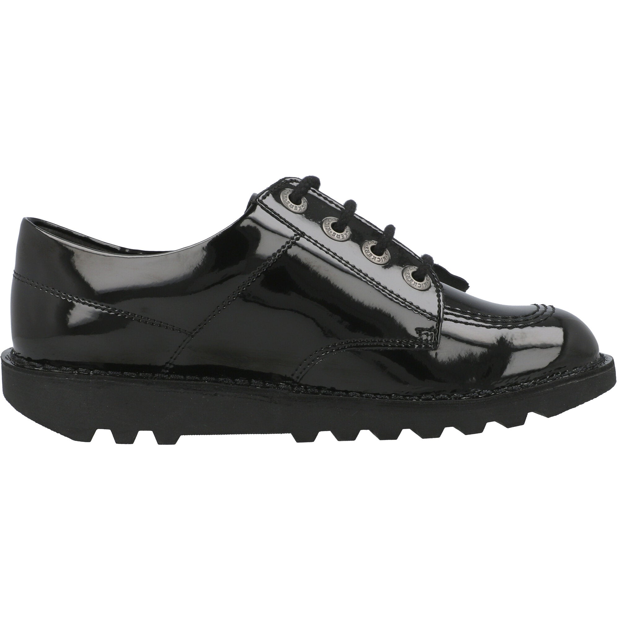 Kickers Kick Lo Black Patent School Shoes