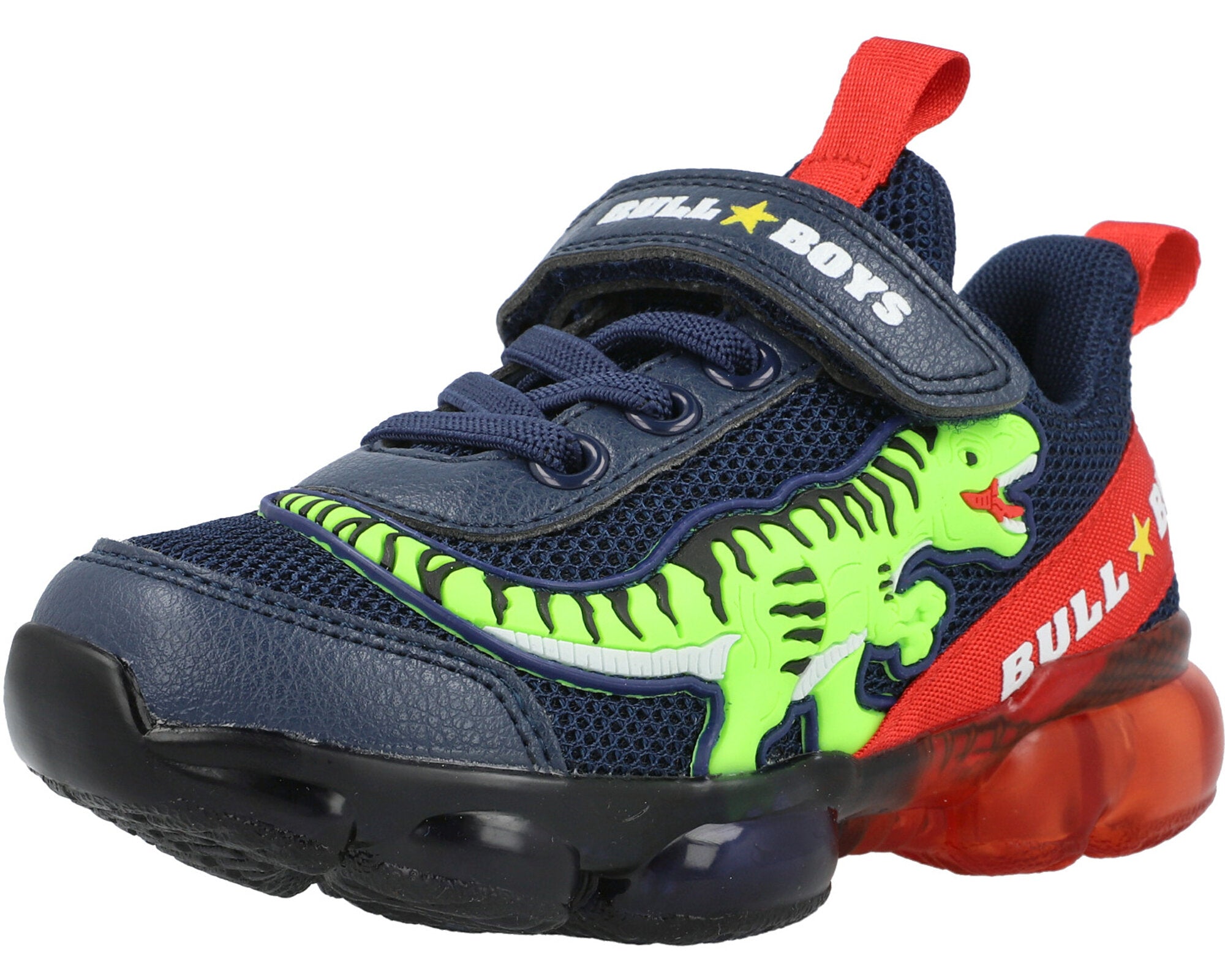 Bull Boys T-Rex Dinosaur Lights Blue Trainers