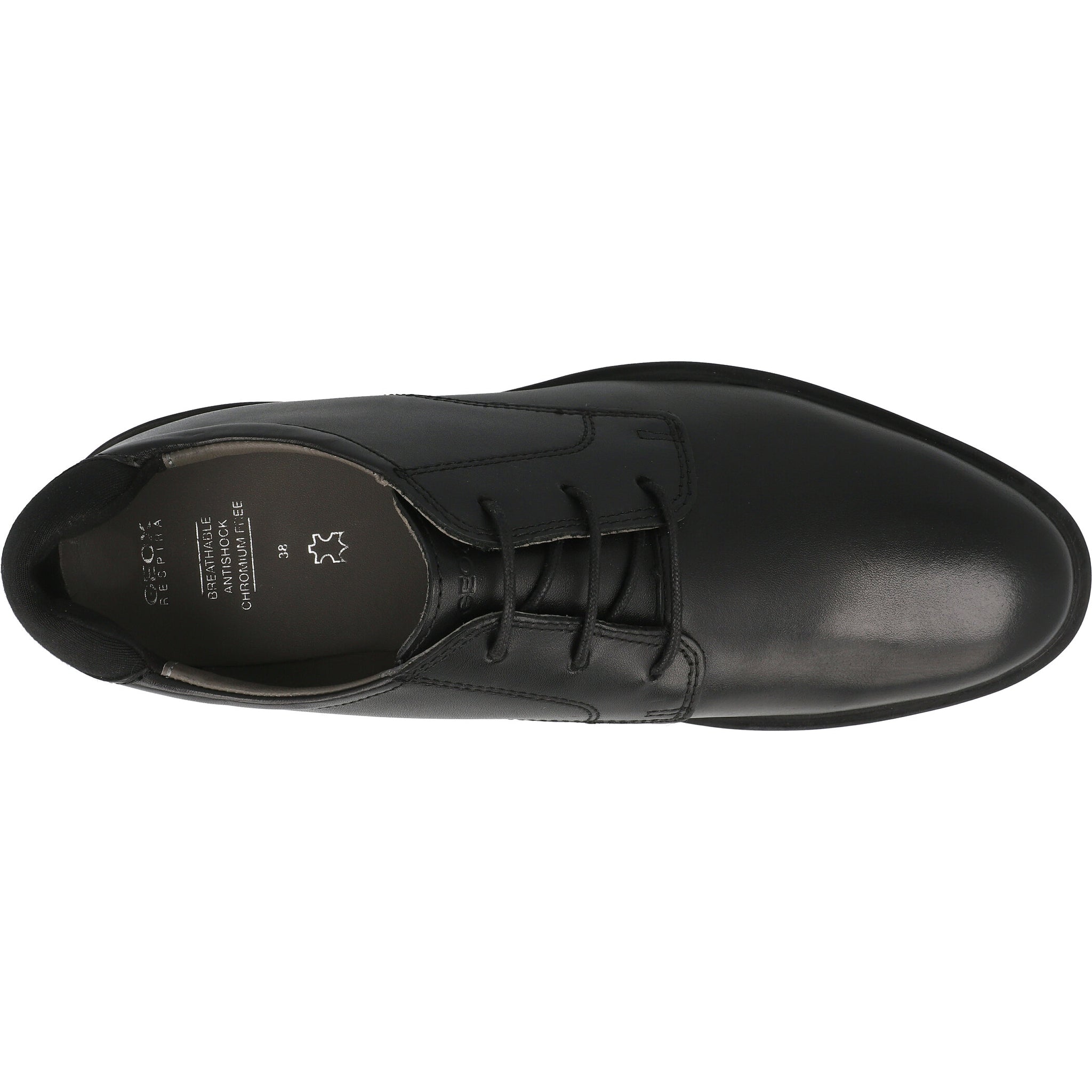 Geox Zheeno Black Leather School Shoes