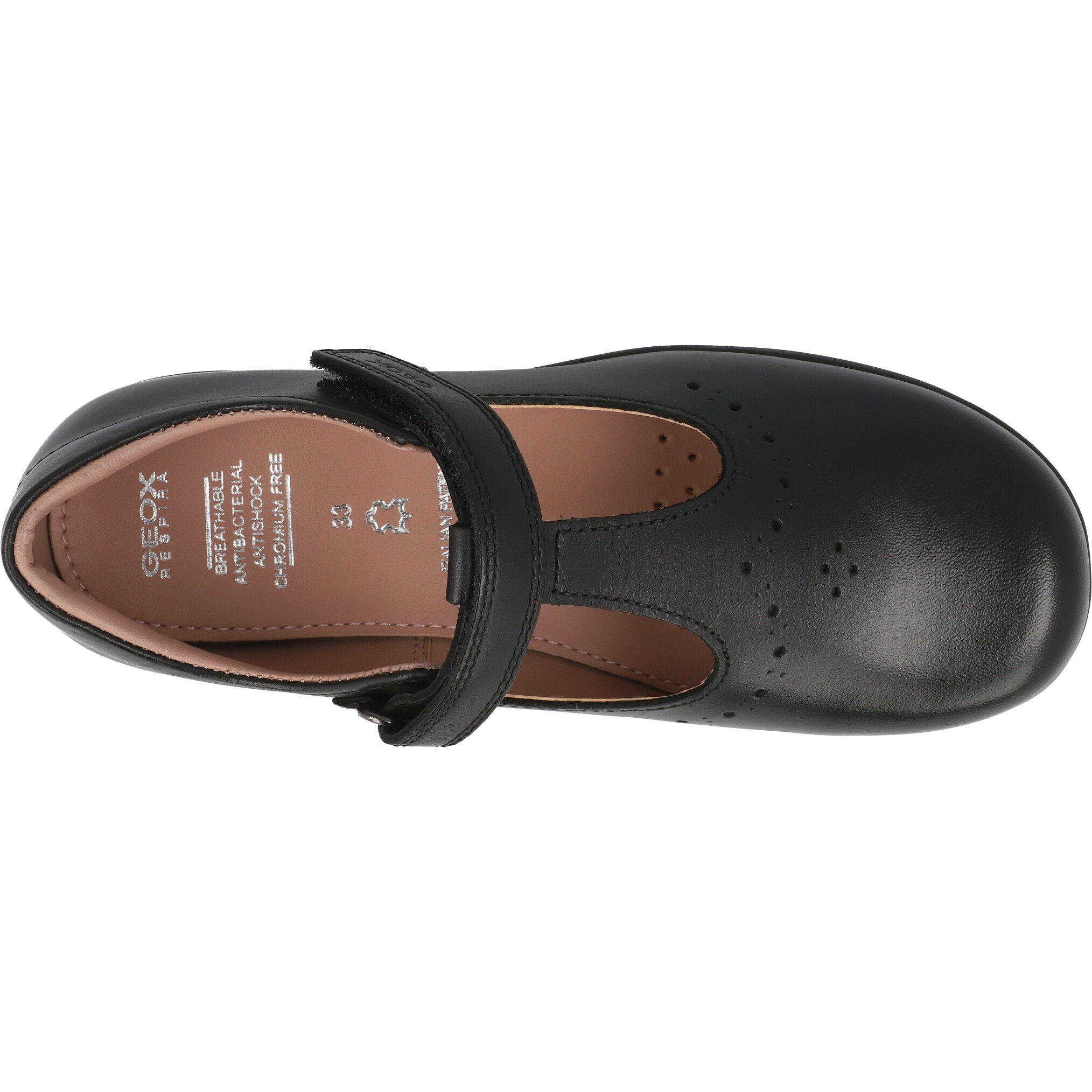 Geox Naimara Black T-Bar School Shoes