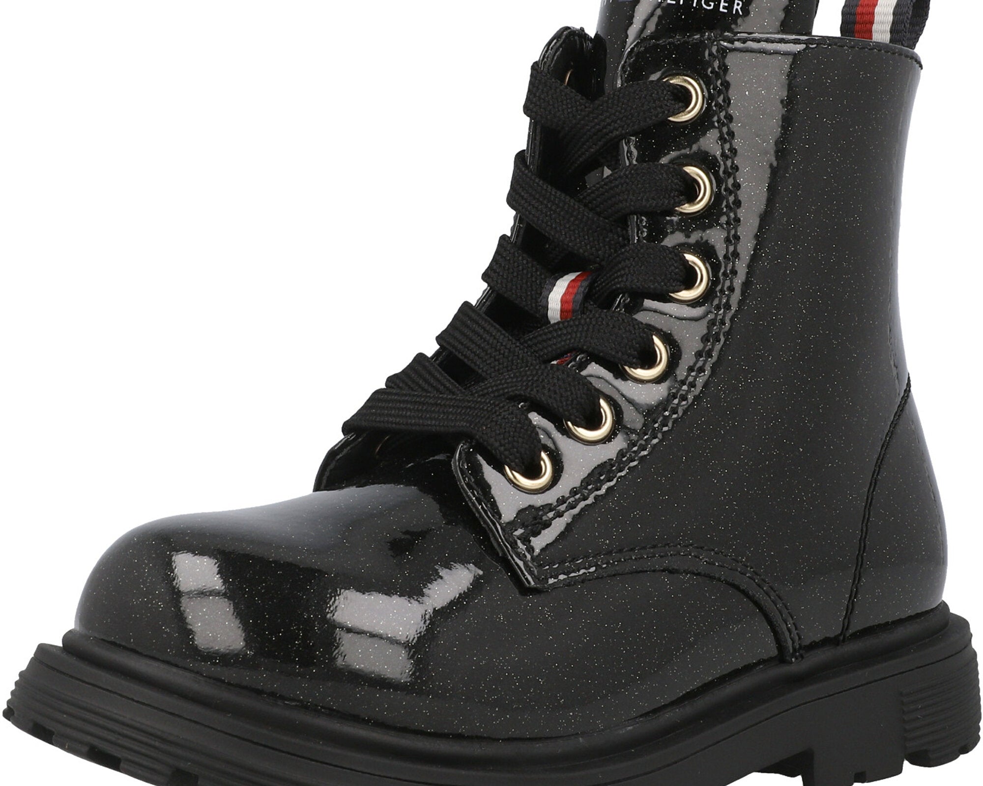 Tommy Hilfiger Black Glitter Lace-Up Boots