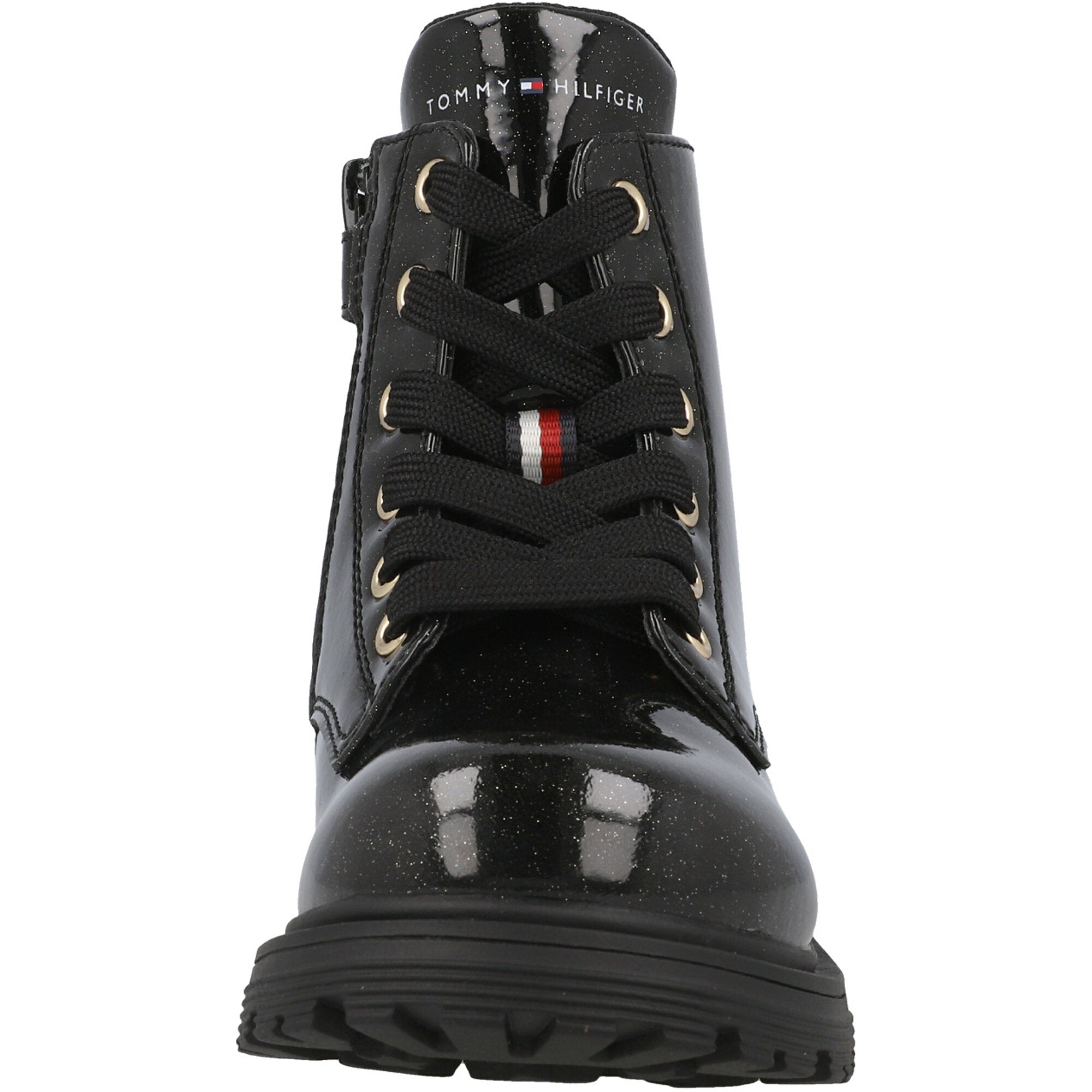 Tommy Hilfiger Black Glitter Lace-Up Boots