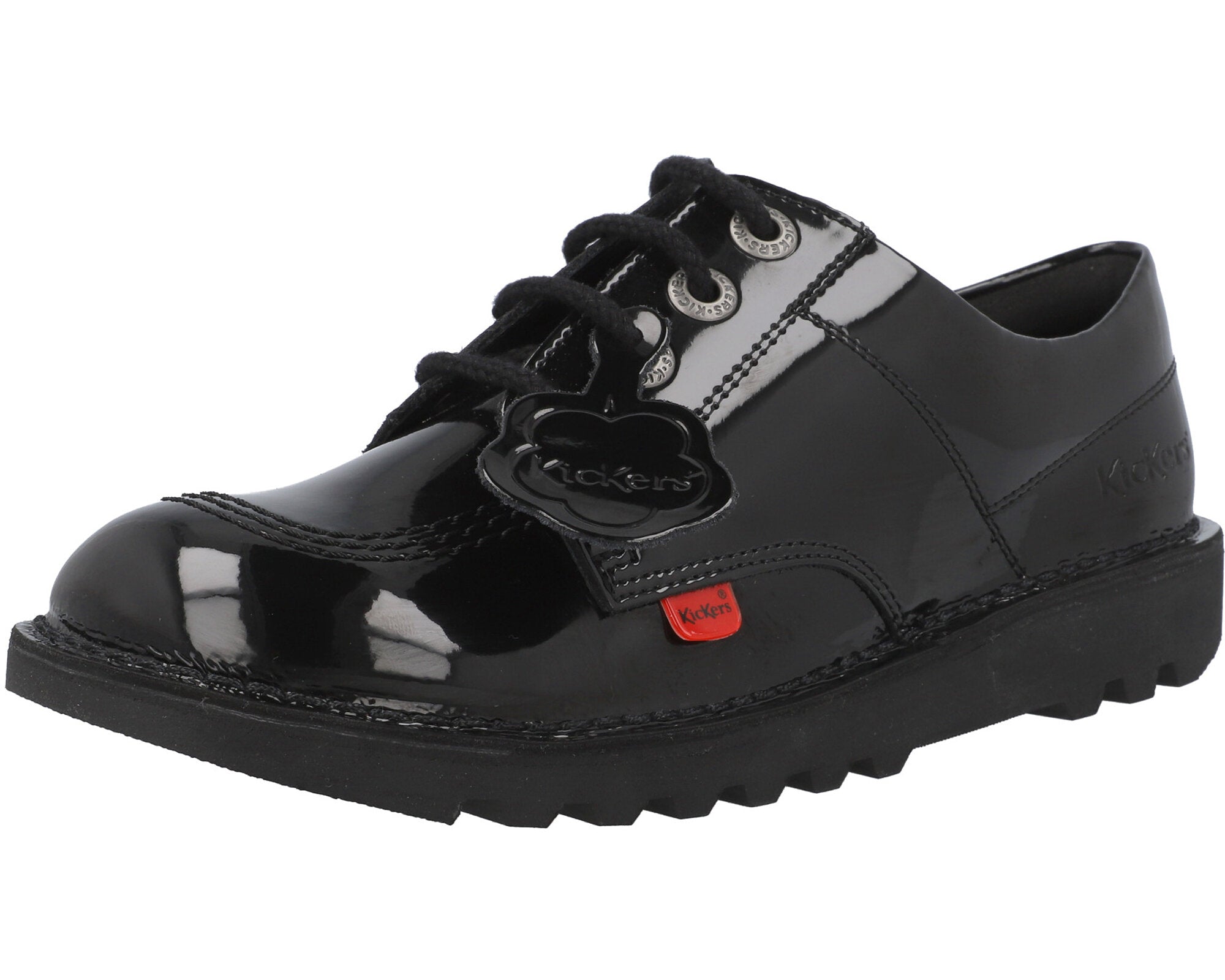 Kickers Kick Lo Black Patent School Shoes