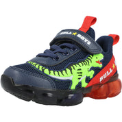 Bull Boys T-Rex Dinosaur Lights Blue Trainers