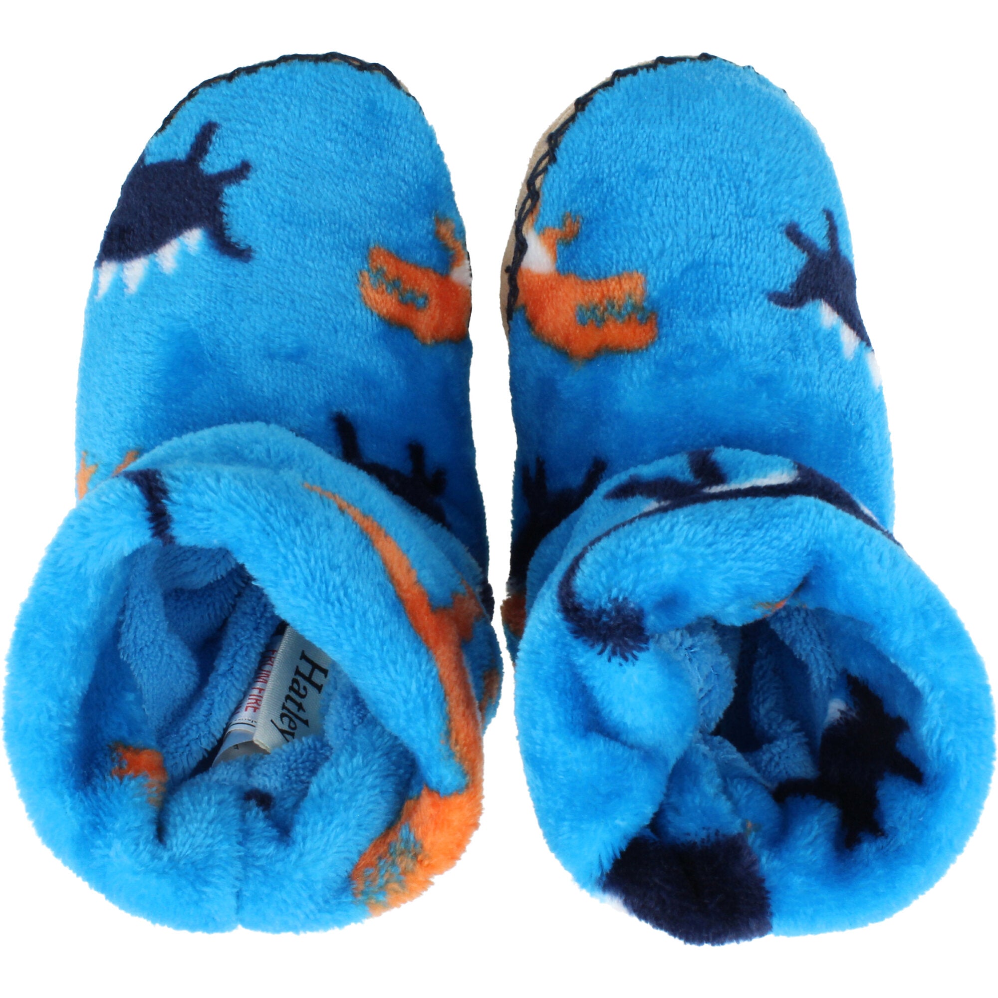 Hatley Wild Dinos Blue Fleece Slippers