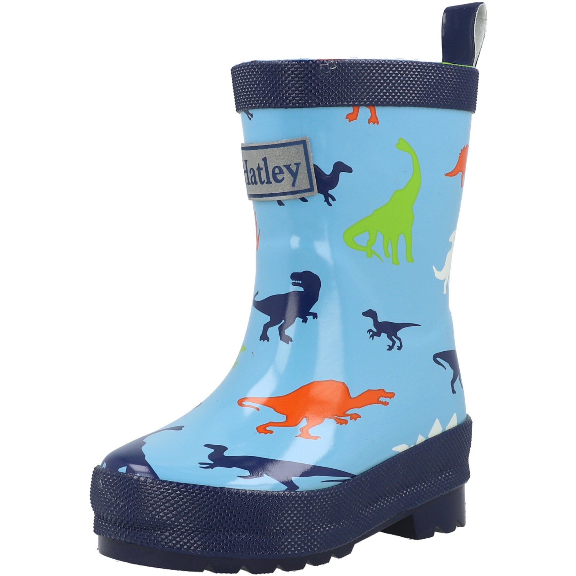 Hatley Shiny Rain Boots Dinos Blue