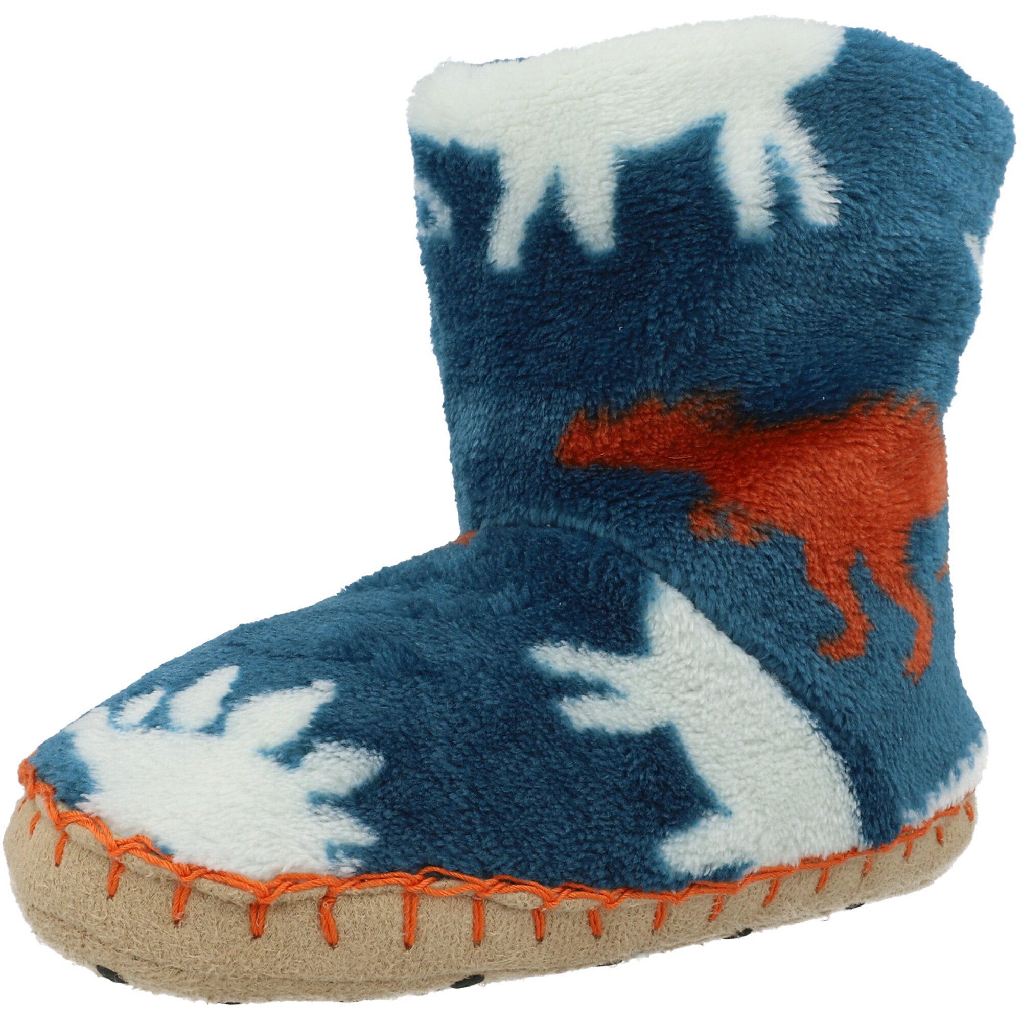 Hatley Blue Dinos Fleece Slippers