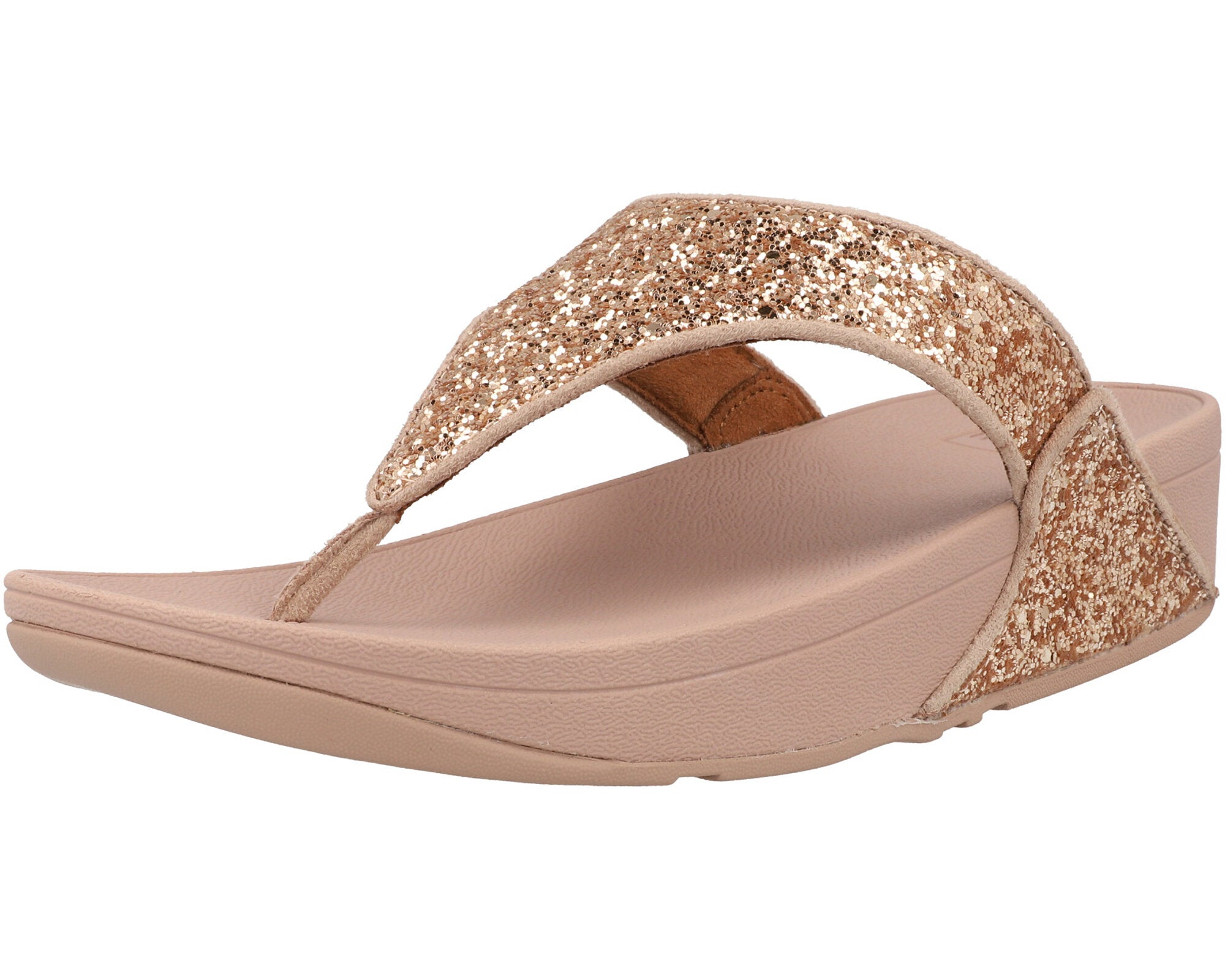 FitFlop Lulu Glitter Toe-Thongs Rose Gold