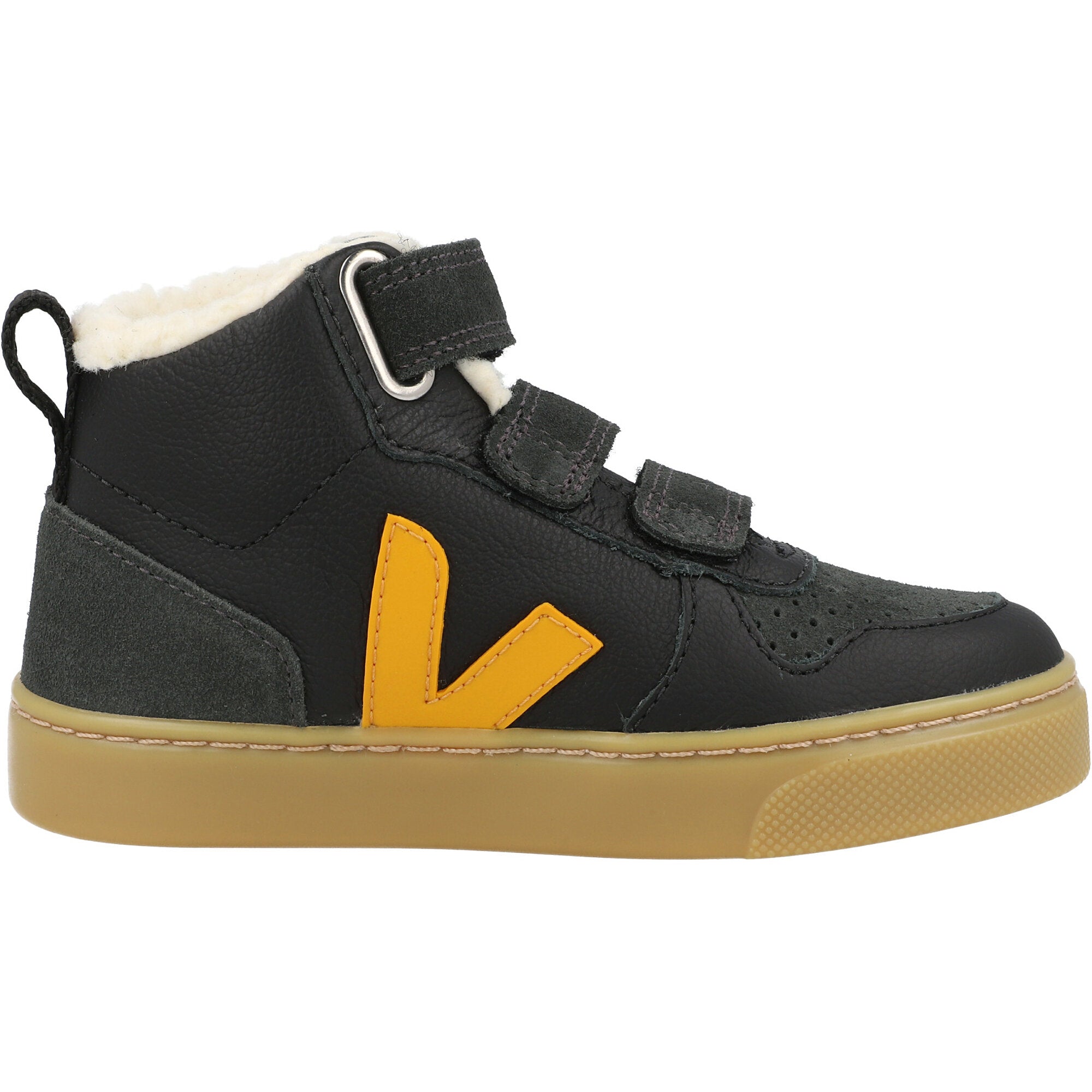 Veja V-10 Mid Black Leather Trainers