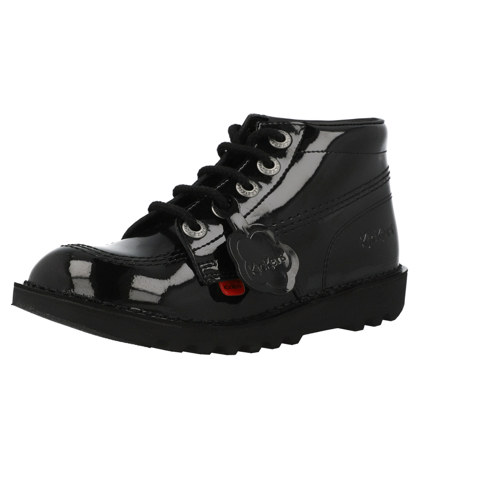 Kickers Kick Hi Black Patent Boots