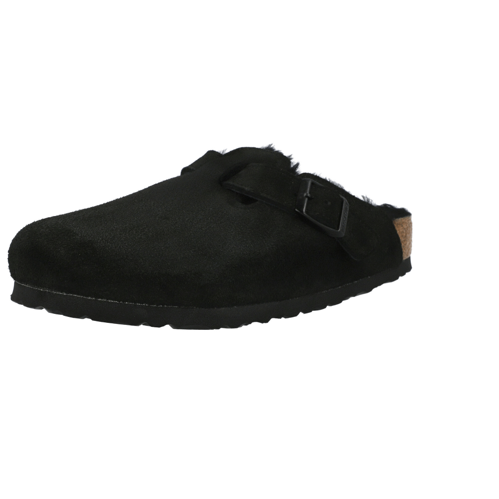 Birkenstock Boston Fur Black Clogs