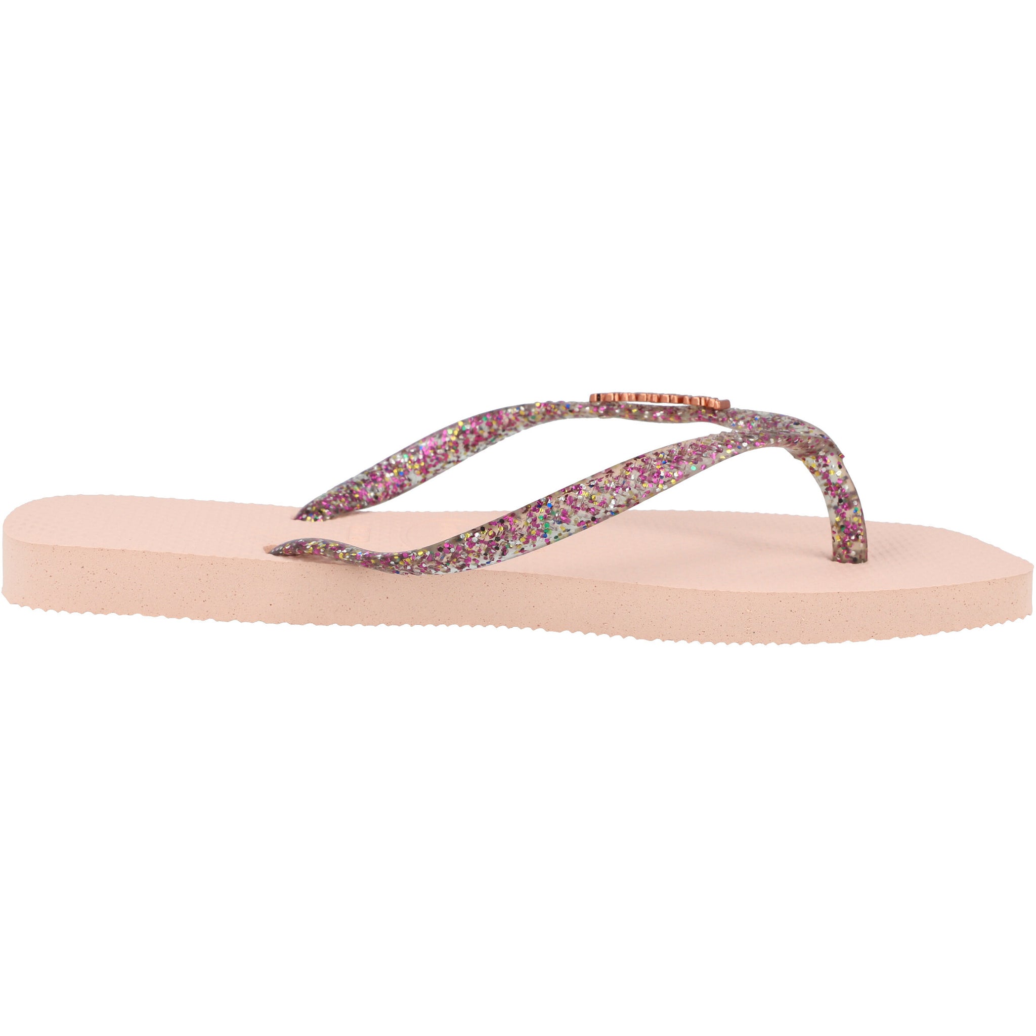 Havaianas Slim Square Logo Metallic Ballet Rose Flip Flops