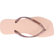 Havaianas Slim Square Logo Metallic Ballet Rose Flip Flops