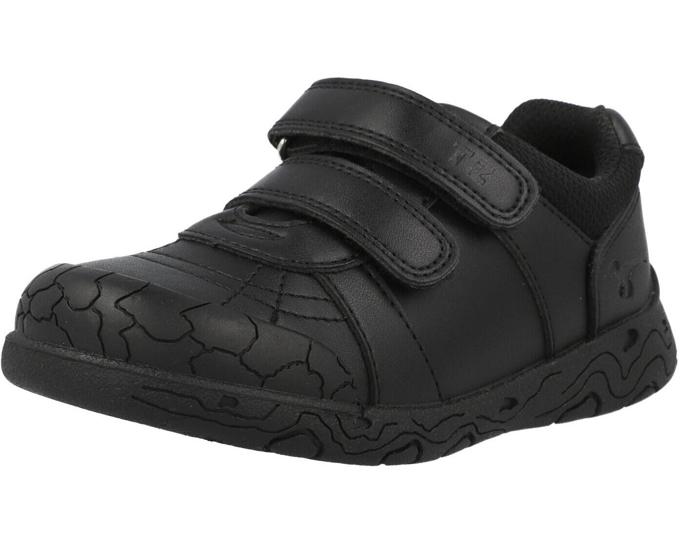 ToeZone Dex Vegan Dinosaur Rip Tape School Shoes Black