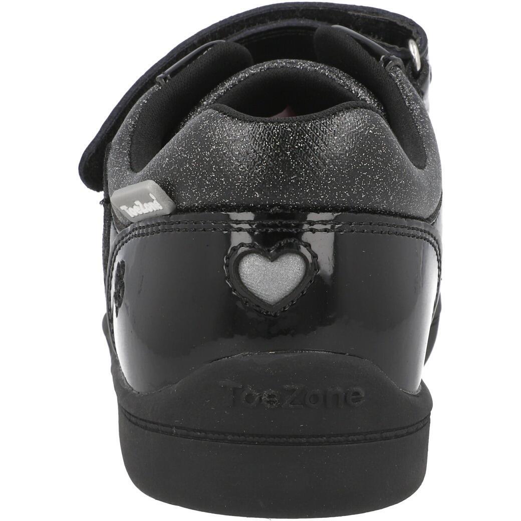 ToeZone Lia Rip Tape Unicorn School Shoes Black