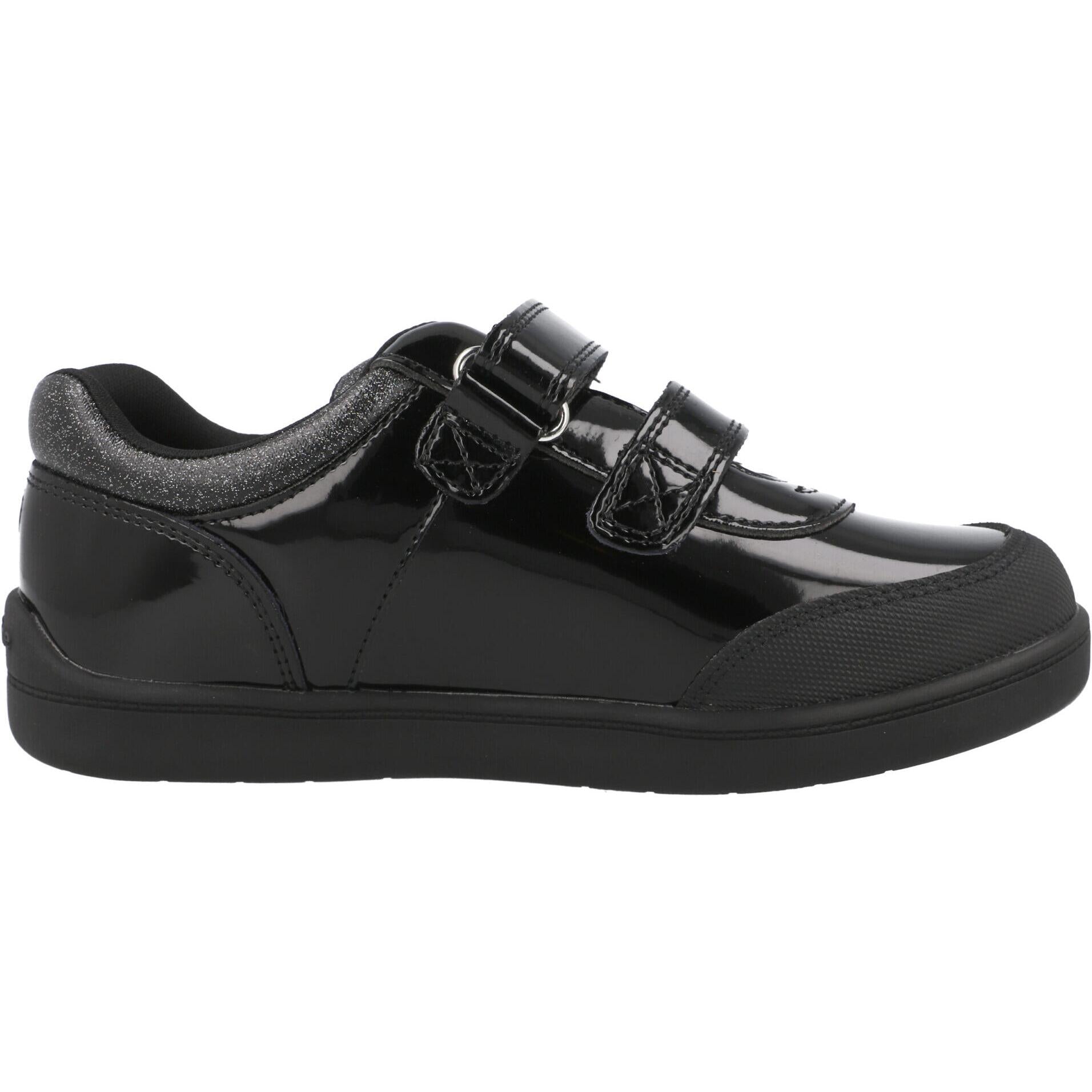 ToeZone Lia Rip Tape Unicorn School Shoes Black