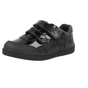 ToeZone Lia Rip Tape Unicorn School Shoes Black