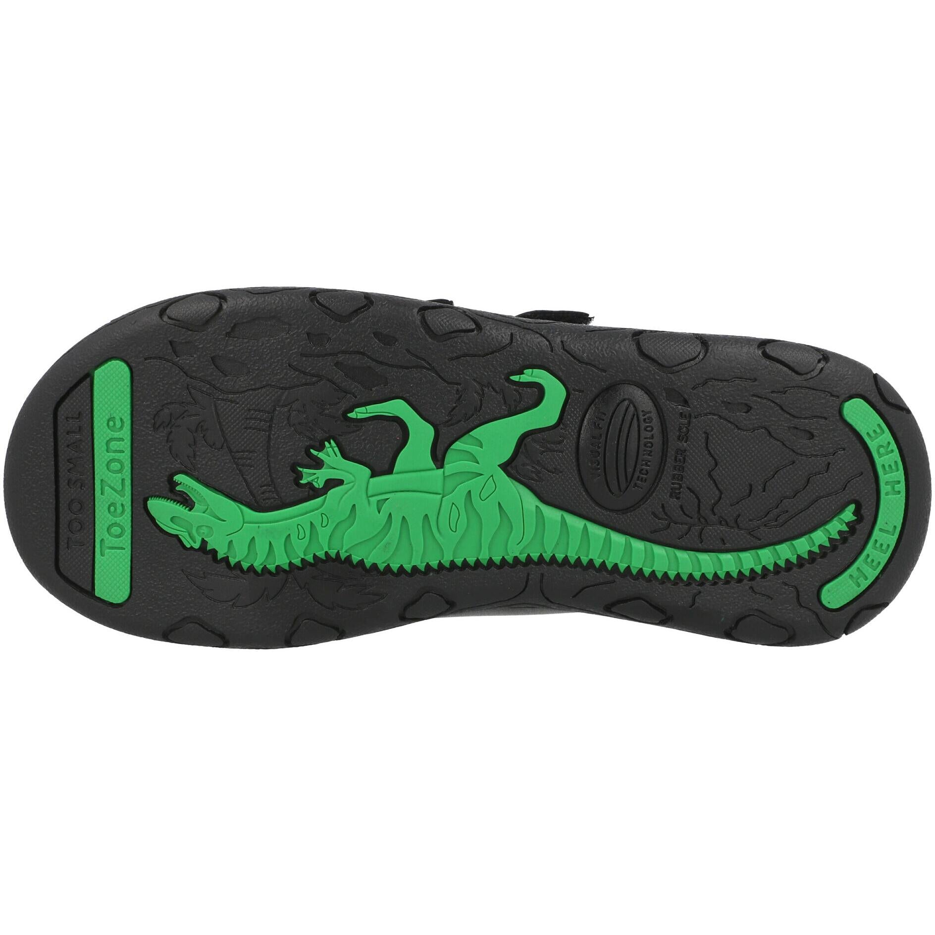 ToeZone Luca Dinosaur School Shoes Black