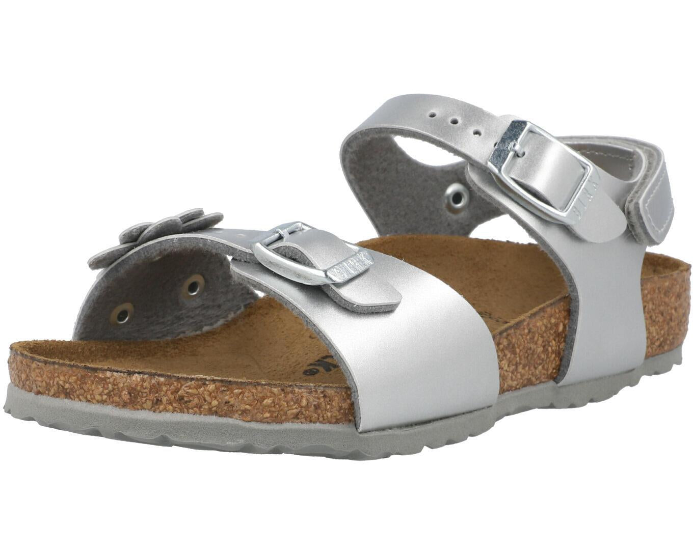 Birkenstock Rio Plain Flowers Kids Electric Metallic Silver 1031702