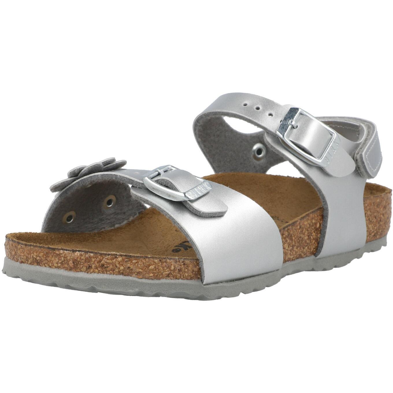 Birkenstock Rio Plain Flowers Kids Electric Metallic Silver 1031702